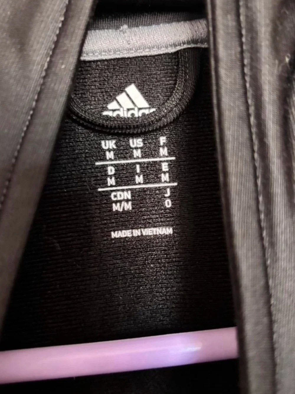 adidas Black Track Jacket with White Shoulder Stripes